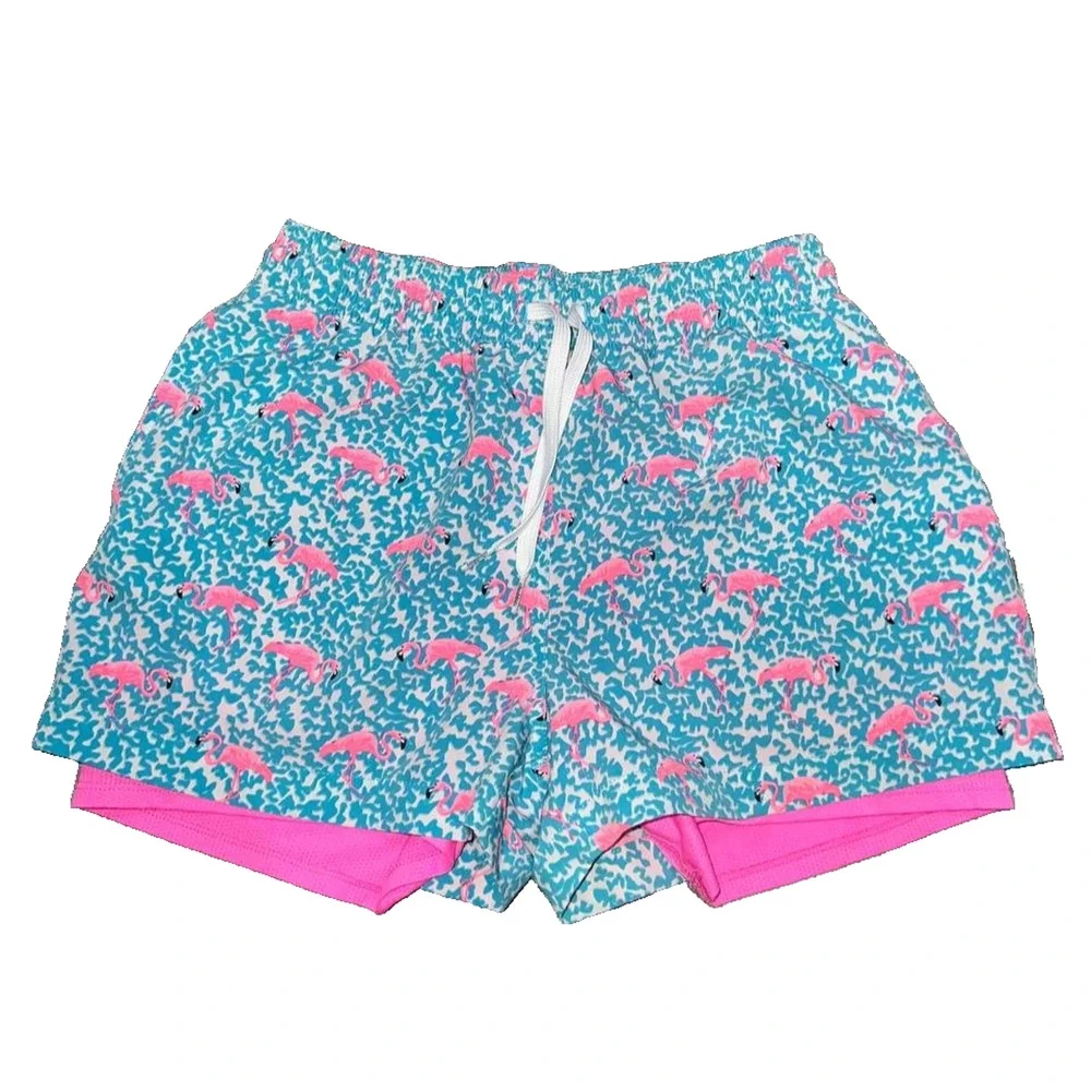 Chubbies Classic Lined Swim Trunks Y2K Men M Domingo Flamingo A005418